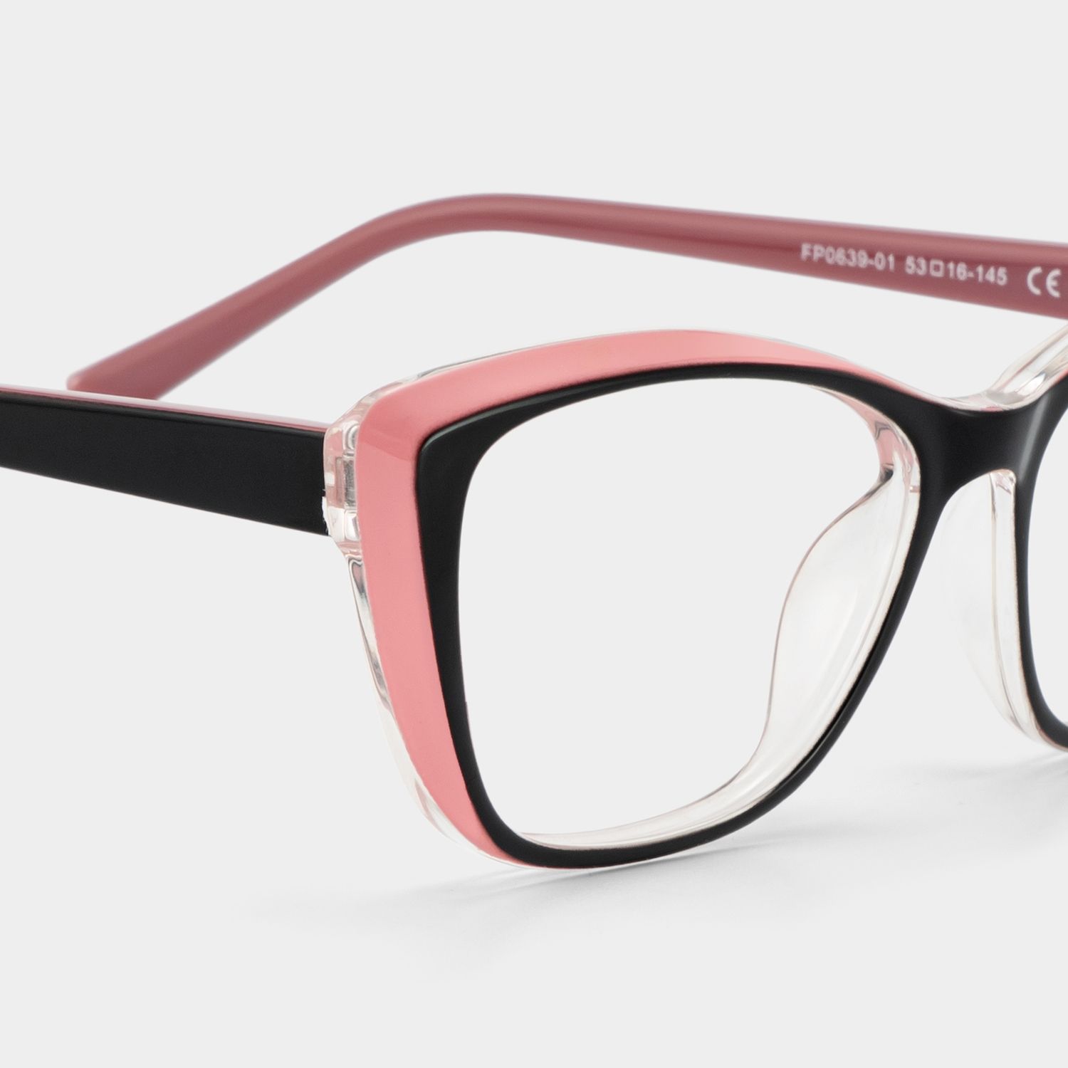 Fidelia Cat Eye Black and Pink Frame Glasses | Zeelool5