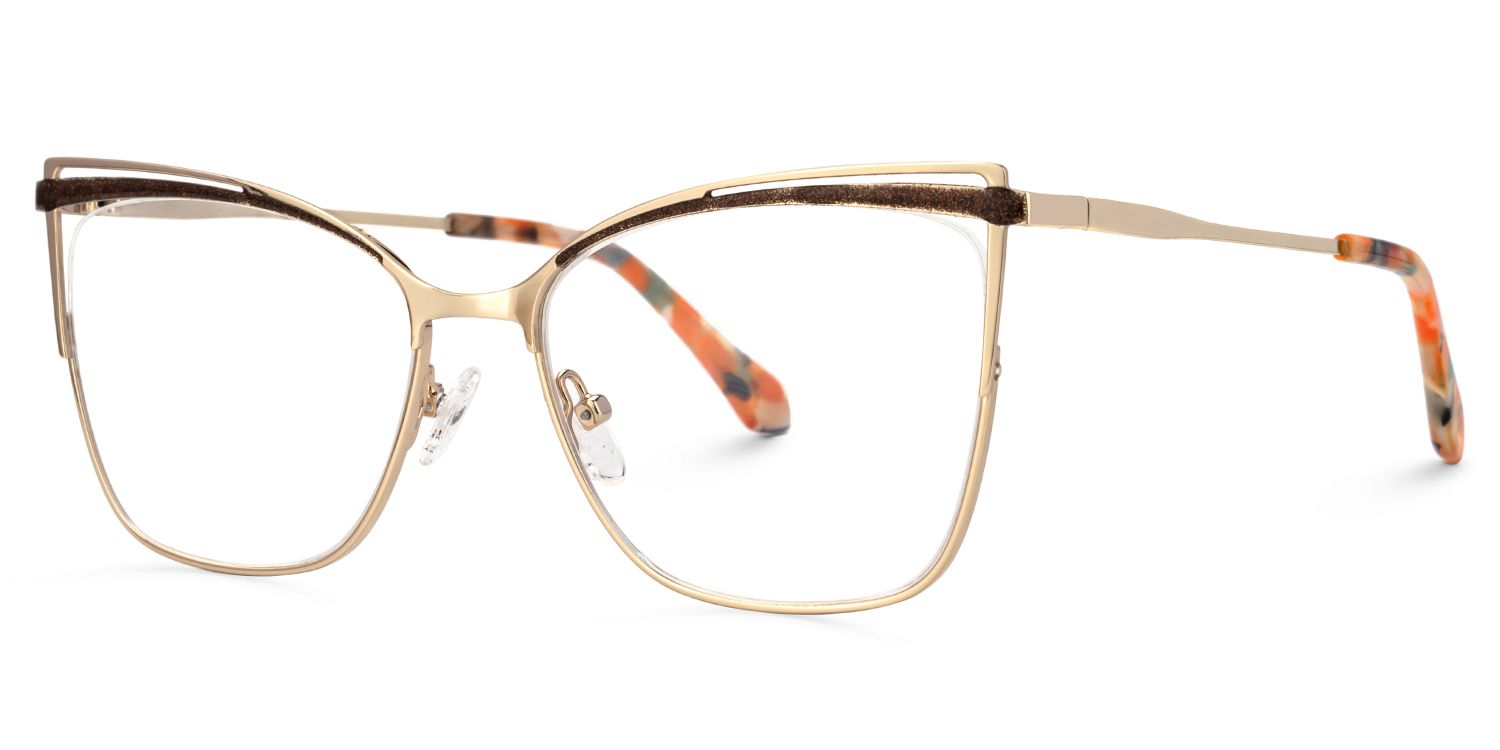 Darian Gold Frame Eyeglasses Men's in Semi-rimless | ZEELOOL UK1