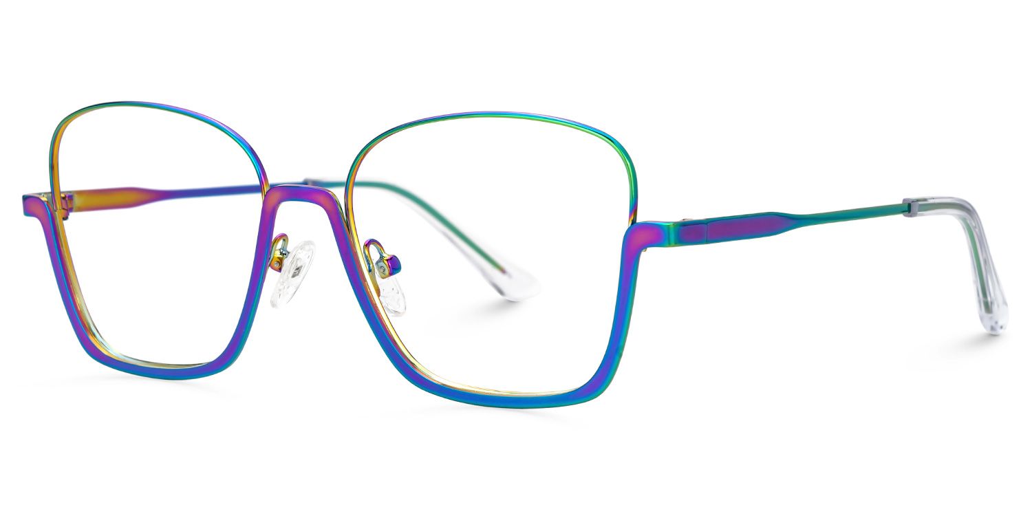 Iridescent Metal Square Eyeglasses- Malidy1