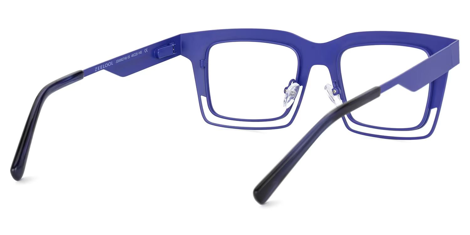 Evan Rectangle Blue Frame Eyeglasses for Males | ZEELOOL UK3