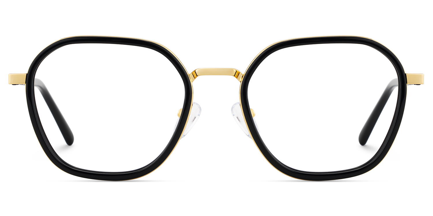 Mitchell Mixed Black Frame Glasses with Geometric Shape | ZEELOOL UK1