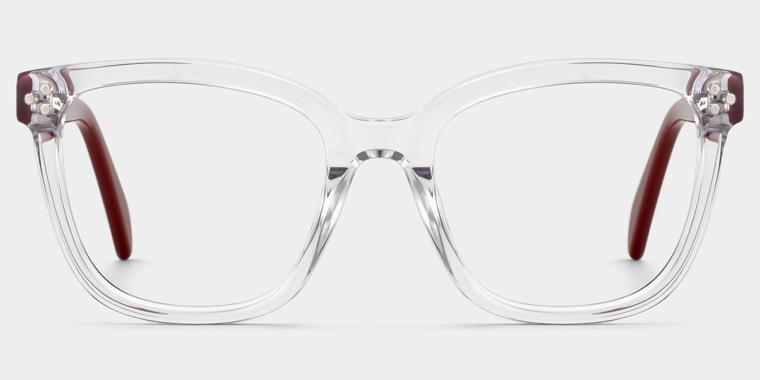 Scarlett Clear Red Frame Glasses with Square Frame Online | ZEELOOL UK0