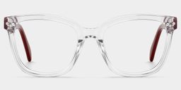Scarlett Square Clear Red Glasses0