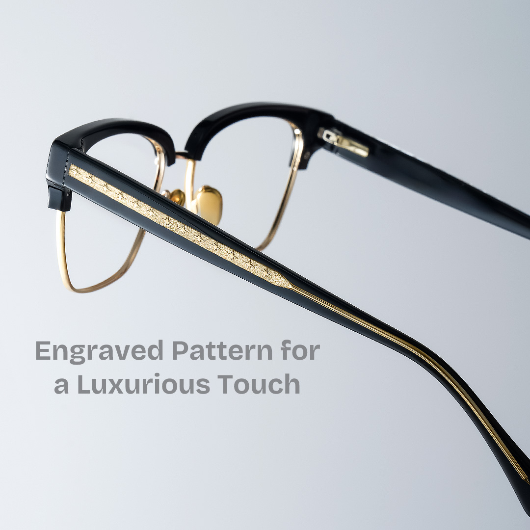 Ellis Browline Black Gold Glasses1