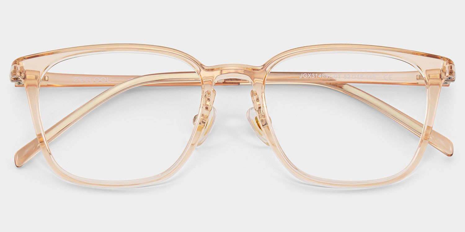 Lily Rectangular Round Glasses in Light Yellow Frame | ZEELOOL UK2