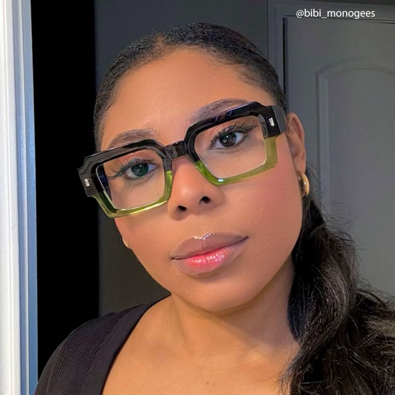 Bobbee Square Black-Green Glasses | ZEELOOL UK4