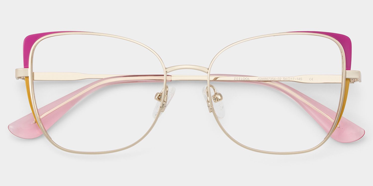 Tessa Pink Gold Frame Glasses with Cat eye Frame Online | ZEELOOL UK2