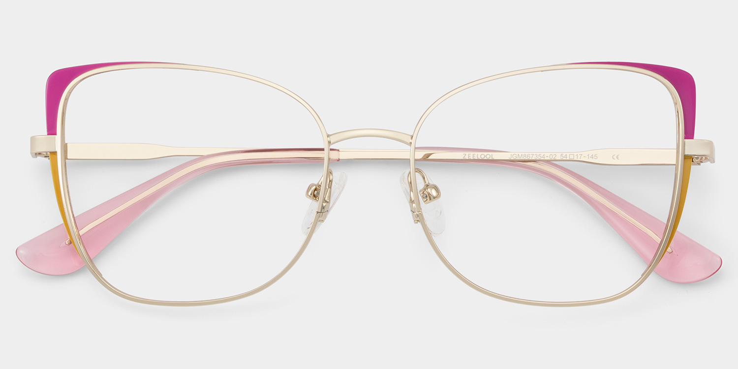Tessa Cat-Eye Pink Gold Glasses2