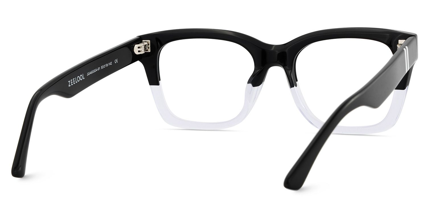 Rectangle Black Clear Eyeglasses- Gaydeh Acetate Frame Glasses5