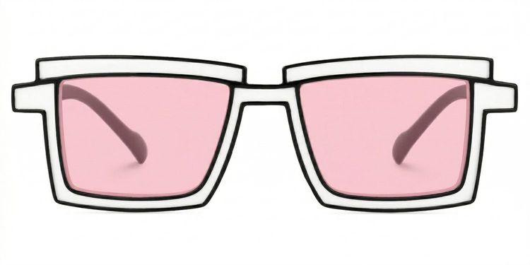 Zephyr Rectangle White Glasses