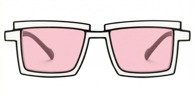 Zephyr Rectangle White Glasses