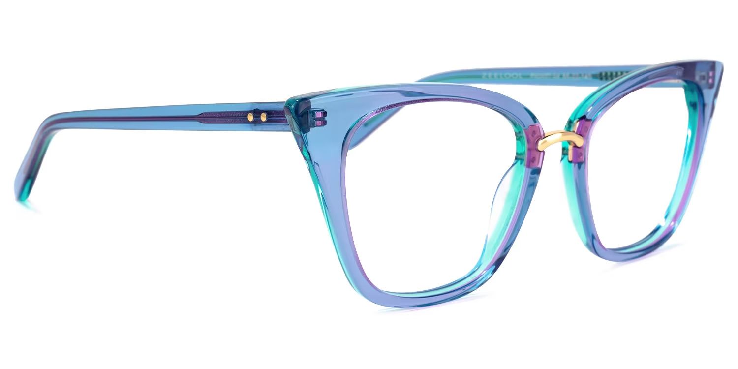 Martha Cat Eye Light-Blue Glasses | ZEELOOL UK2