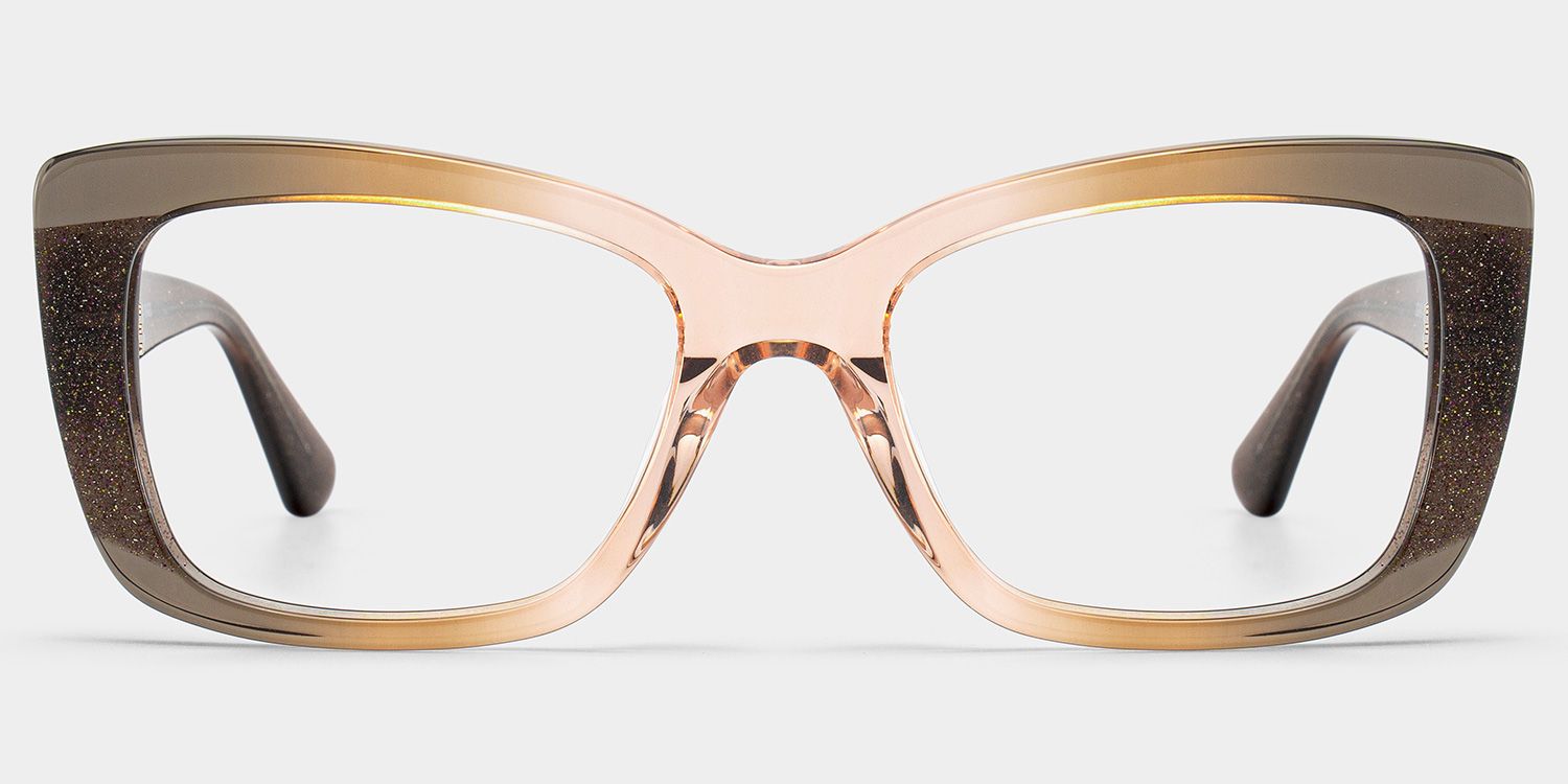 Leona Rectangle Brown Omber Glasses with Glittering Powder | ZEELOOL1