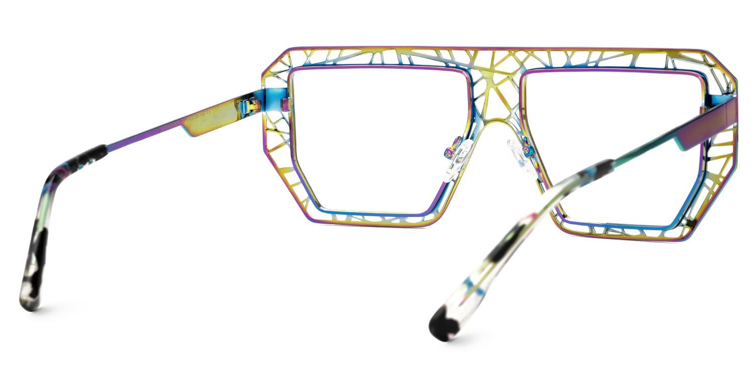 Blake Iridescent Glasses with Geometric Extra Large Frames | ZEELOOL UK3