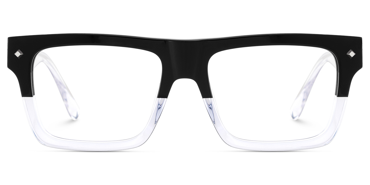Trent Rectangle Black Clear Glasses1