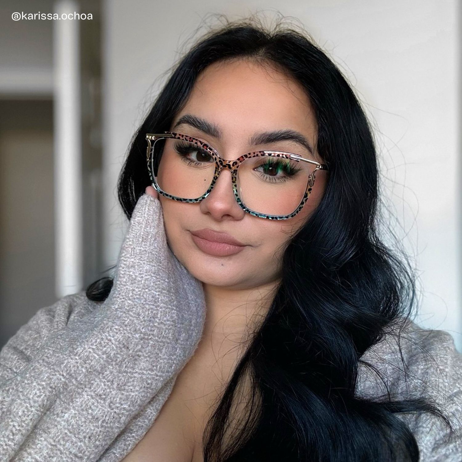 Spring hinges Sidibe Eyeglasses, Sidibe Blue leopard Glasses -Zeelool7