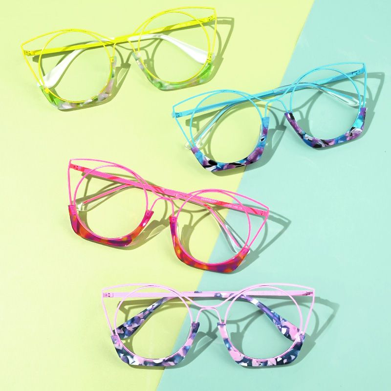Designer Barbara Lime Green Cat Eye Glasses | ZEELOOL UK5