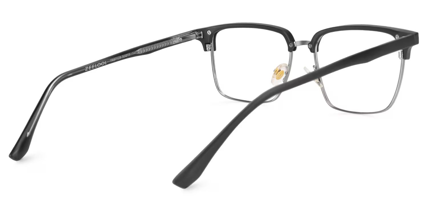 Adjustable Nose Pads Booker Eyeglasses, Booker Black-Silver Glasses -Zeelool3