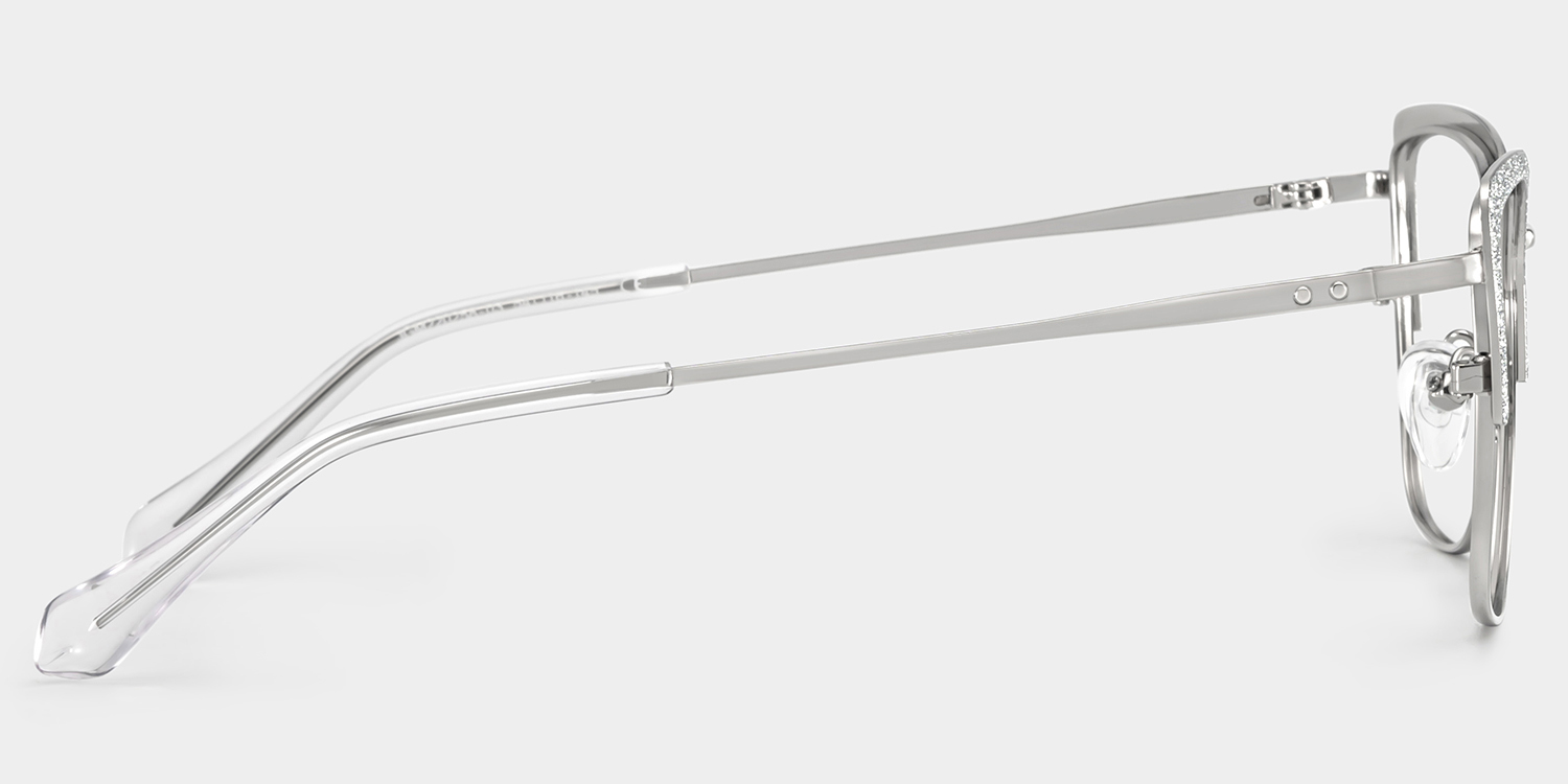 Javier Rectangle Silver Glasses3