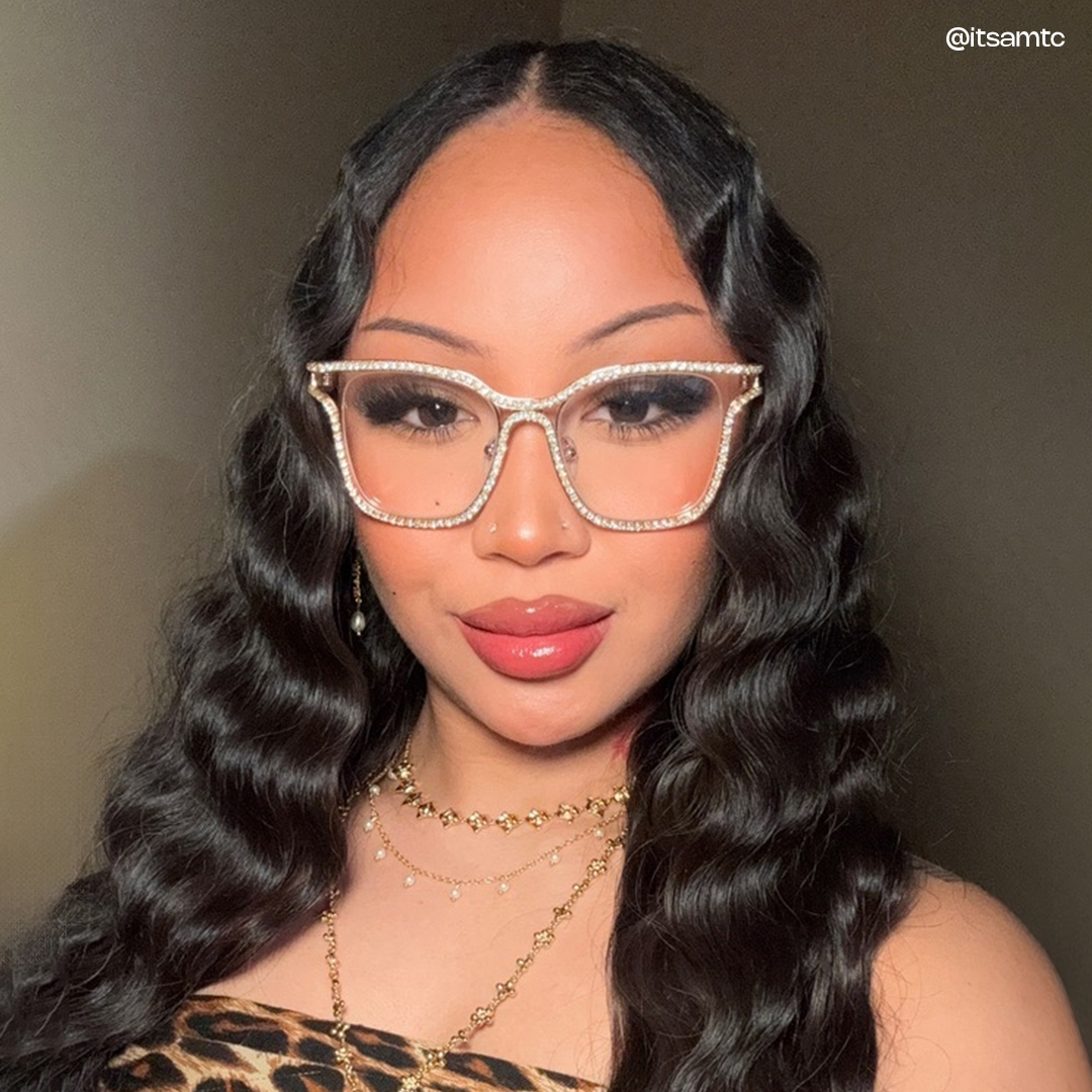 Shine Square Gold White Glasses9