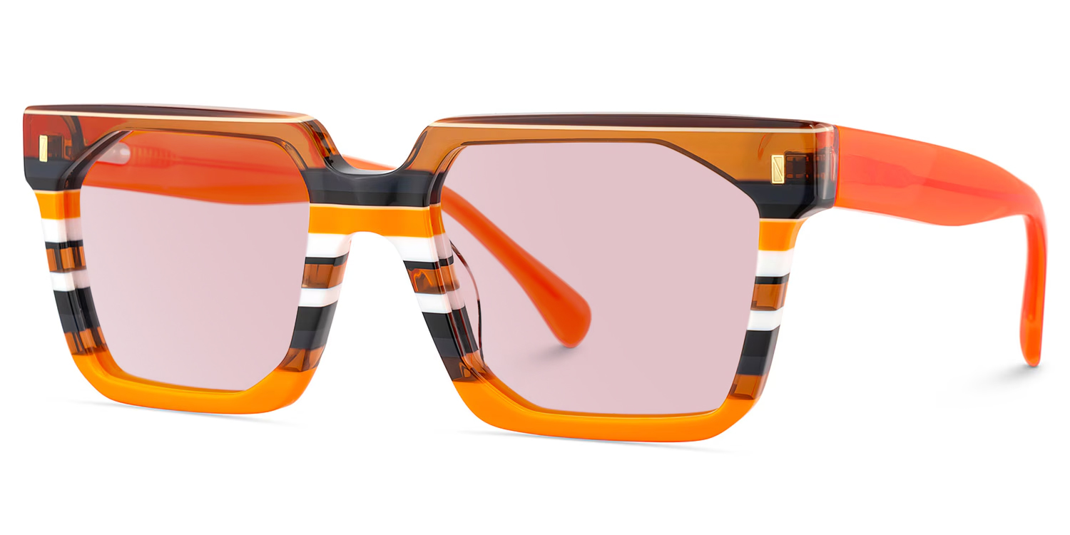Laguer Rectangle Orange Sunglasses2