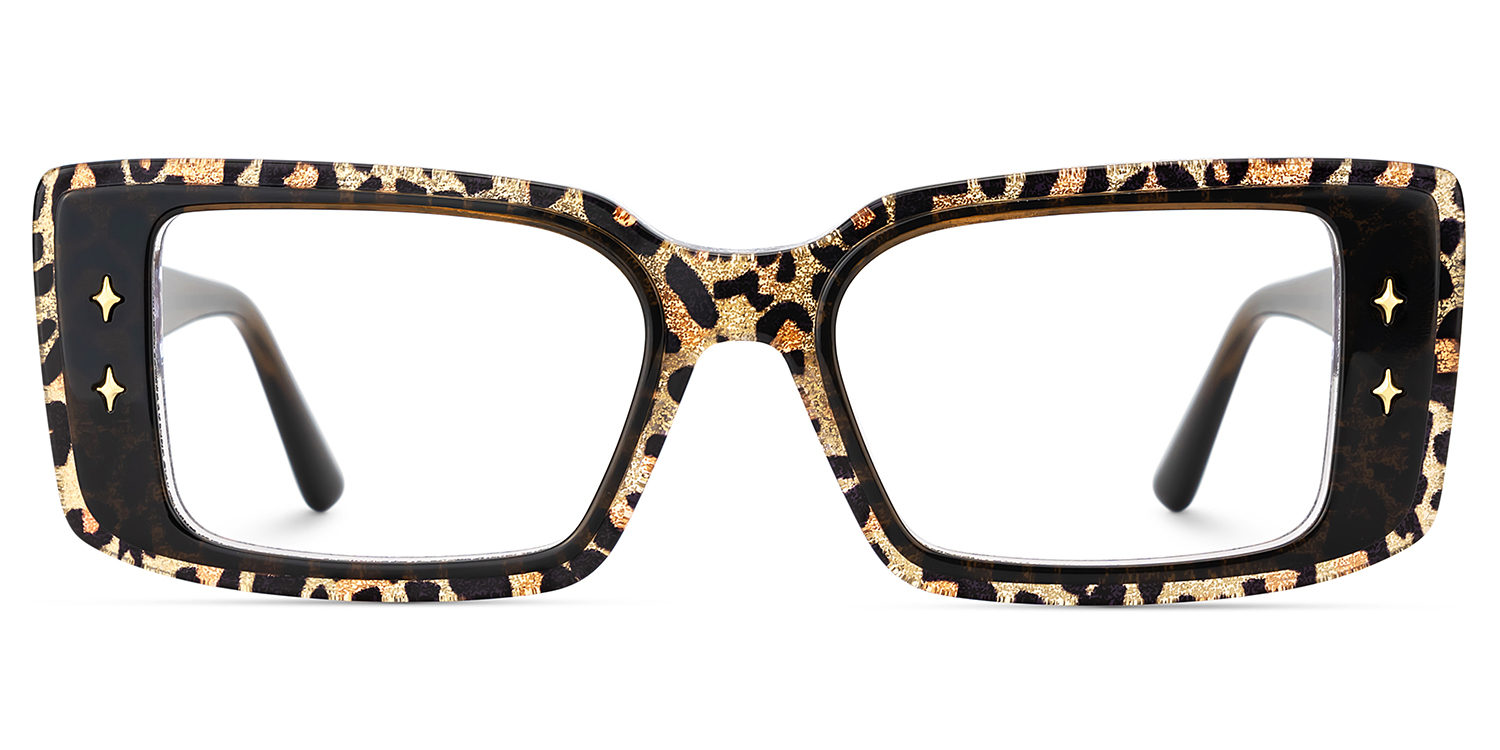 Gleam Rectangle Leopard Glasses