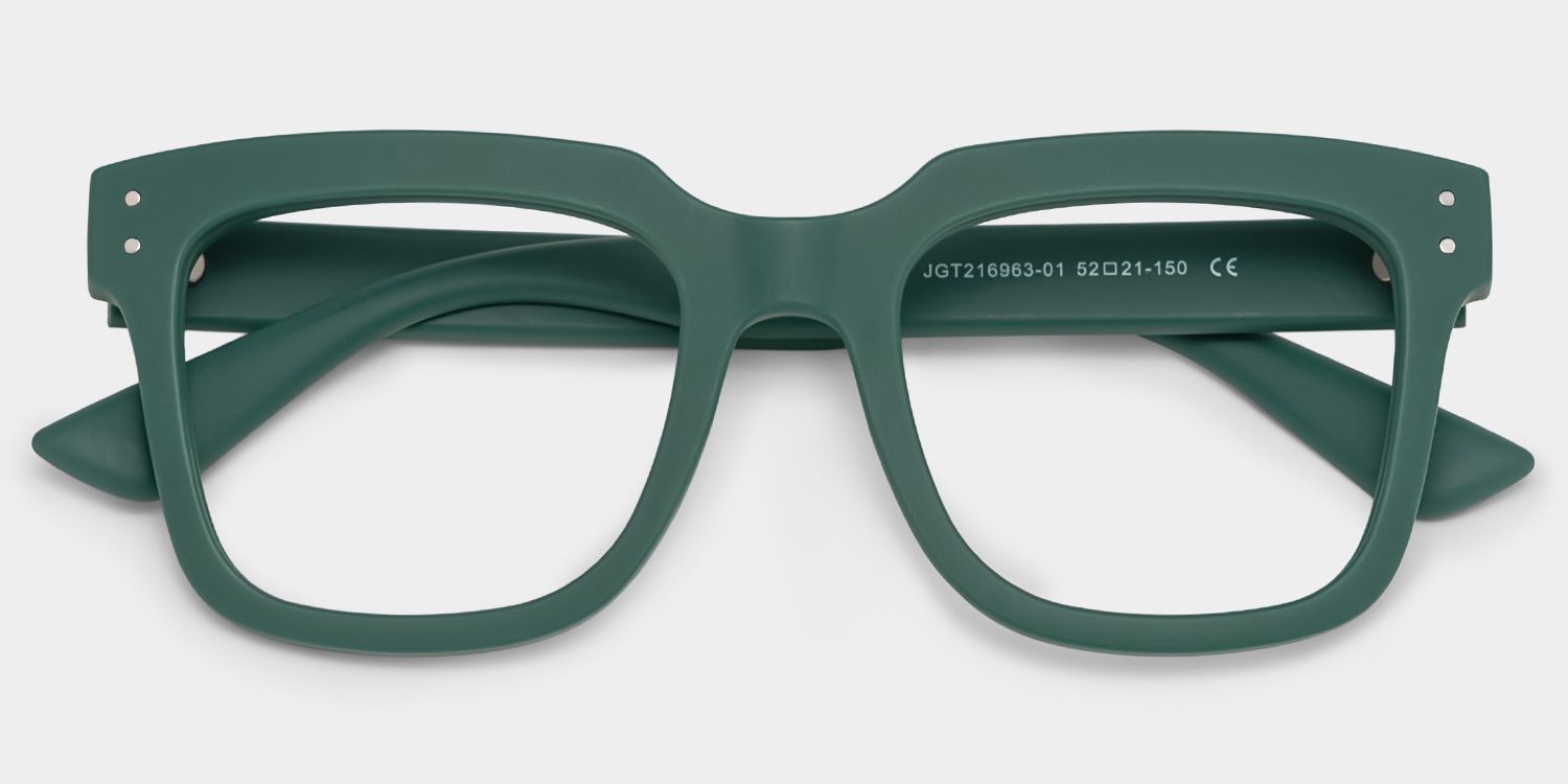 Liizbeett Square Eyeglasses with Dark Green Frames1
