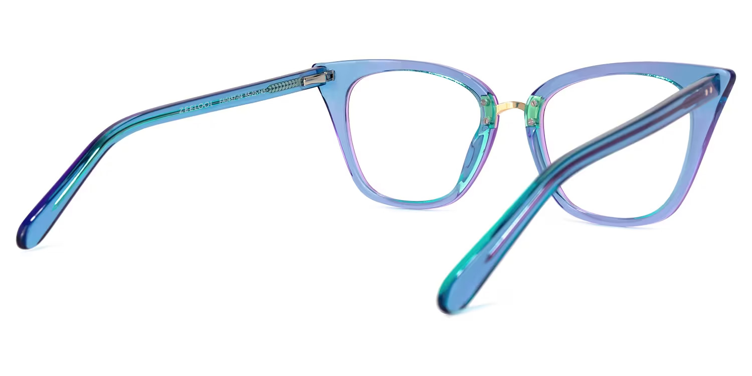 Martha Cat Eye Light-Blue Glasses | ZEELOOL UK4