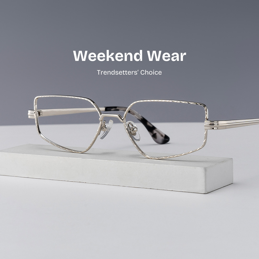 Rectangle Silver Eyeglasses- Lyle Metal Frame Glasses0