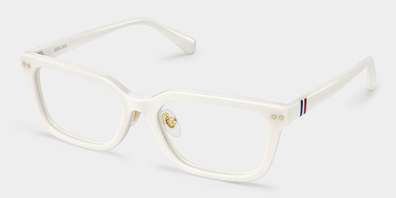 Remy White Rectangle Glasses | Clean Athleisure Style2