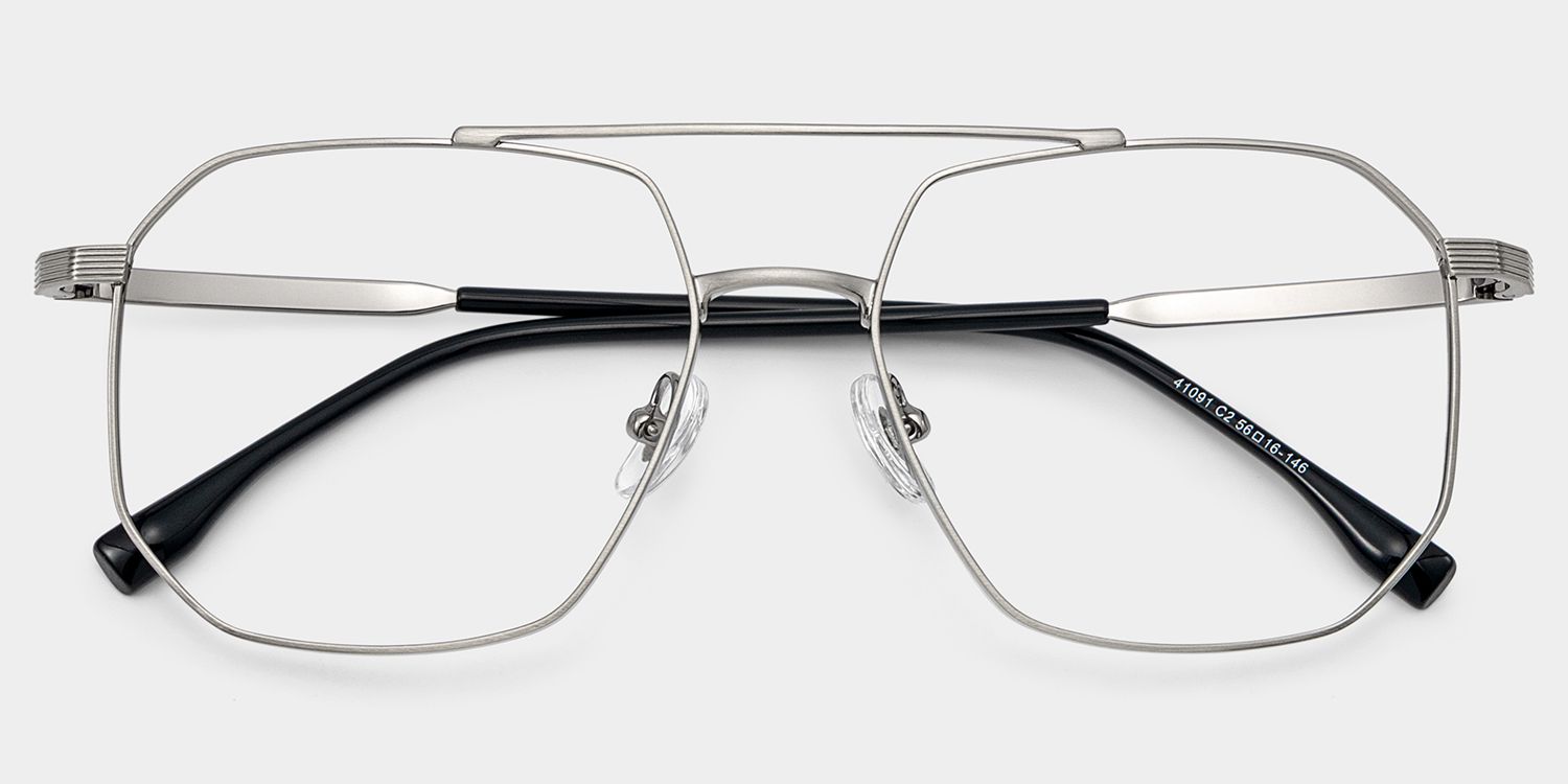 Logan Silver Frame Glasses with Aviator Frame Online | ZEELOOL2