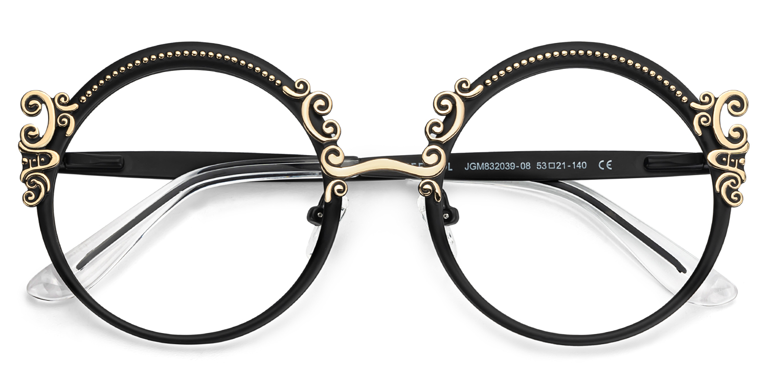Nelida Round Black Gold Glasses1