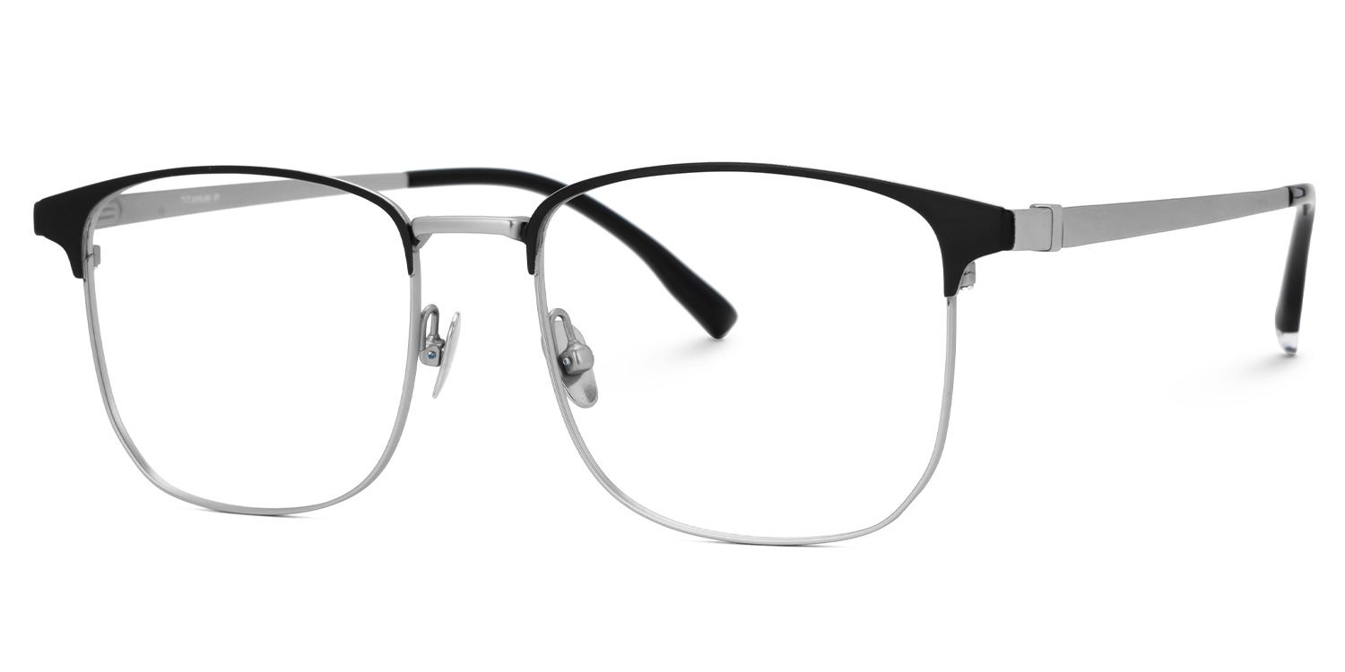 Rondon Titanium Rectangle Silver Frame Glasses | ZEELOOL UK1