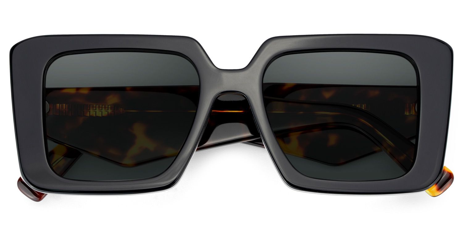 Reeve Rectangle Sunglasses with Acetate Black Frames | ZEELOOL CA1