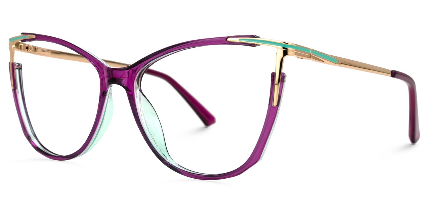 Cateye Yomary Purple Frame Glasses Deals | ZEELOOL UK1