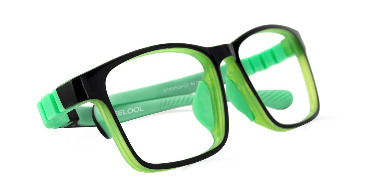 Arddin Rectangle Green Frame Eyeglasses for Tweens2