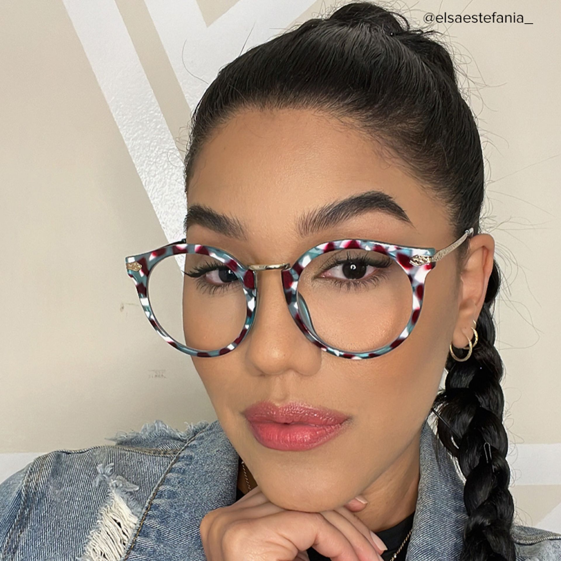 Quentina Round Blue Floral Frame Glasses | ZEELOOL UK6