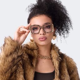 Jesse Rectangle Leopard Glasses4