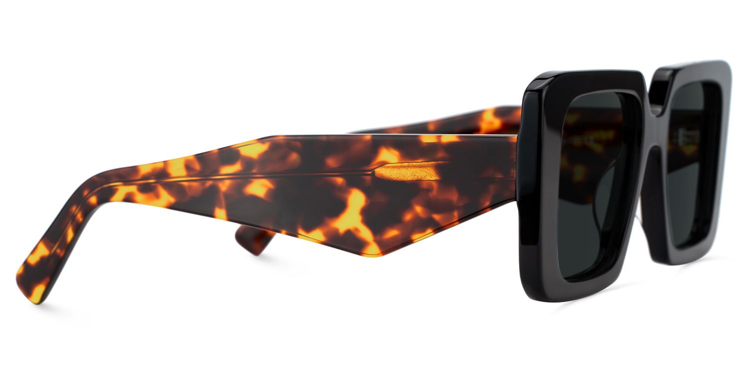 Reeve Rectangle Sunglasses with Acetate Black Frames | ZEELOOL CA3