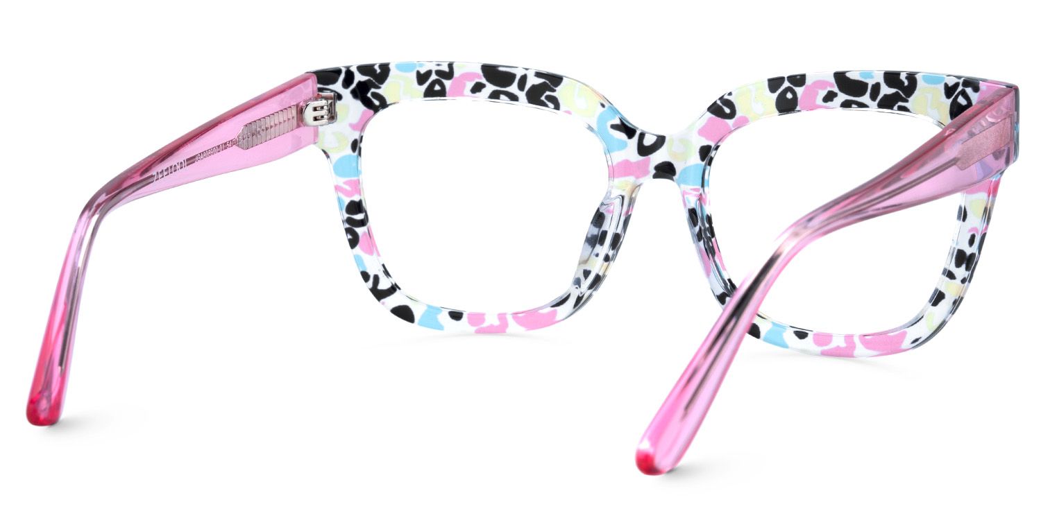 Designer Pink Leopard Square Prescription Eyeglasses5