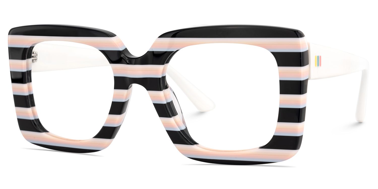 Dianna Rainbow Rectangle Thick Frame Glasses | ZEELOOL UK3