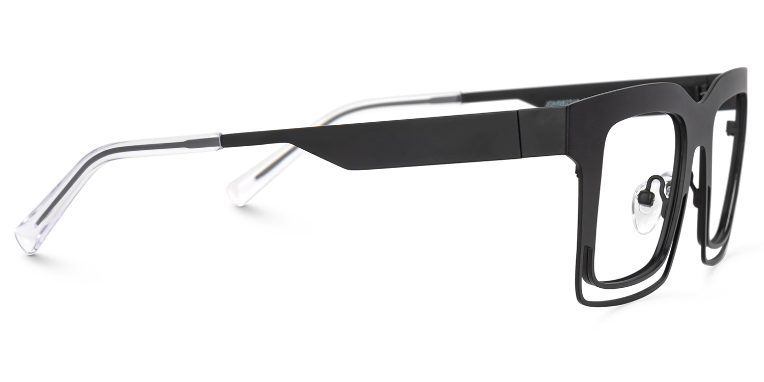 Evan Rectangle Black Frame Eyeglasses for Males | ZEELOOL UK2