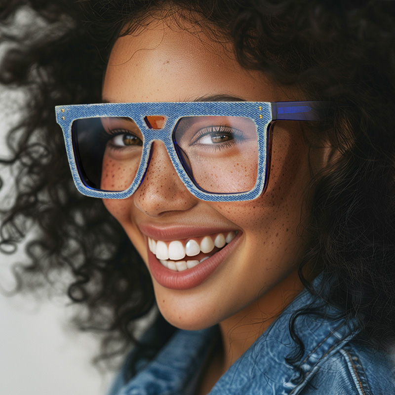 Rubin Square Denim Blue Glasses good-img-hover
