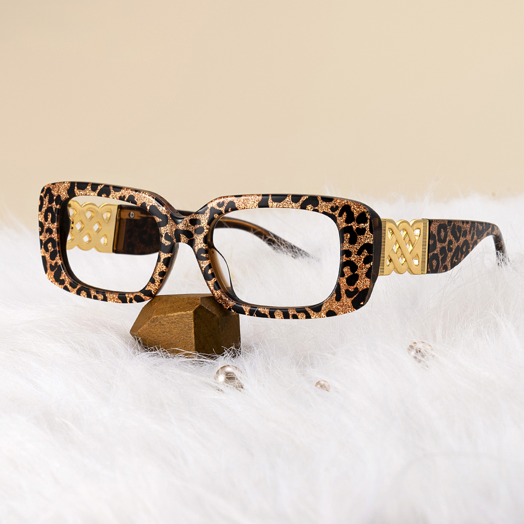 Jonas Rectangle Leopard Color Frame Glasses for Women | ZEELOOL UK0