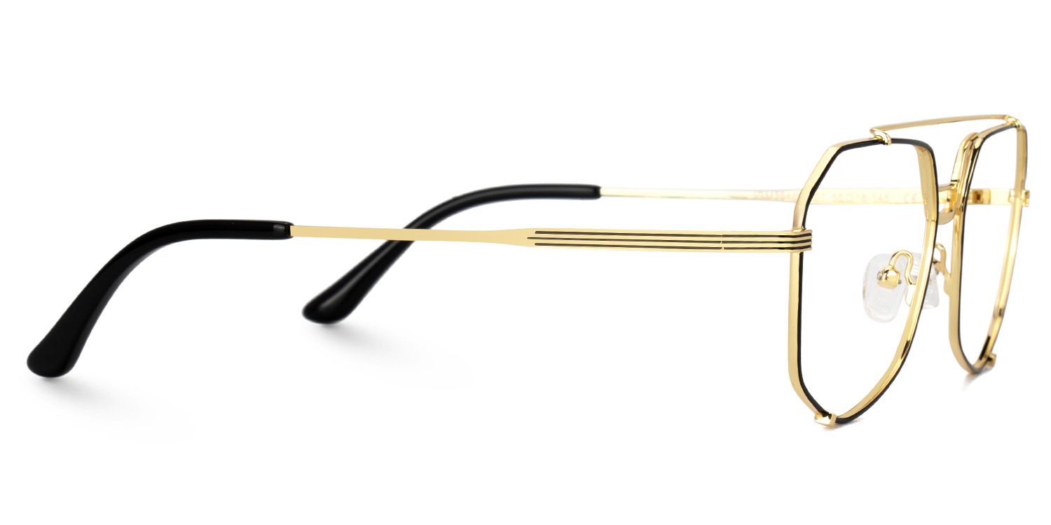 Beethoven Black-Gold Aviator Prescription Glasses | ZEELOOL UK2