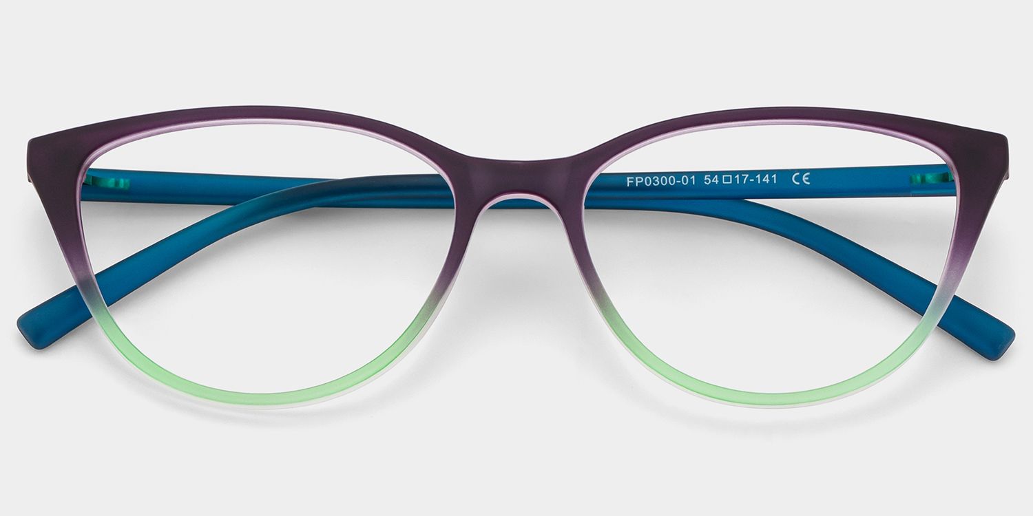 Lucy Cat-Eye Purple-Green Frame Glasses | ZEELOOL UK1