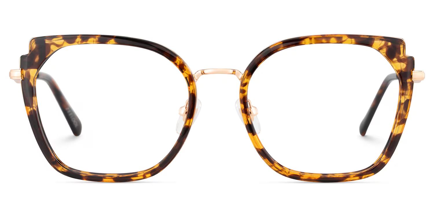 Tortoise Metal Frame Glasses With Wide Size For Women1