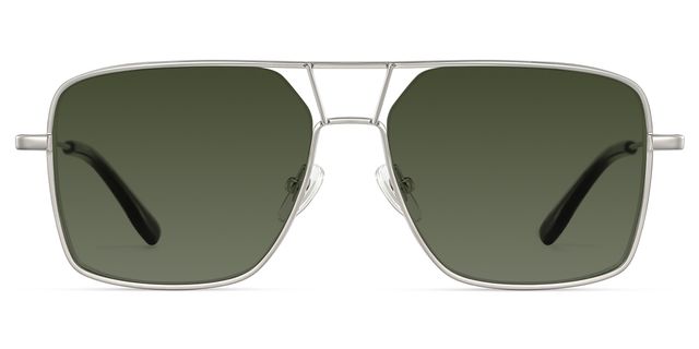 Angular rectangular aviators with a graphic edge.
