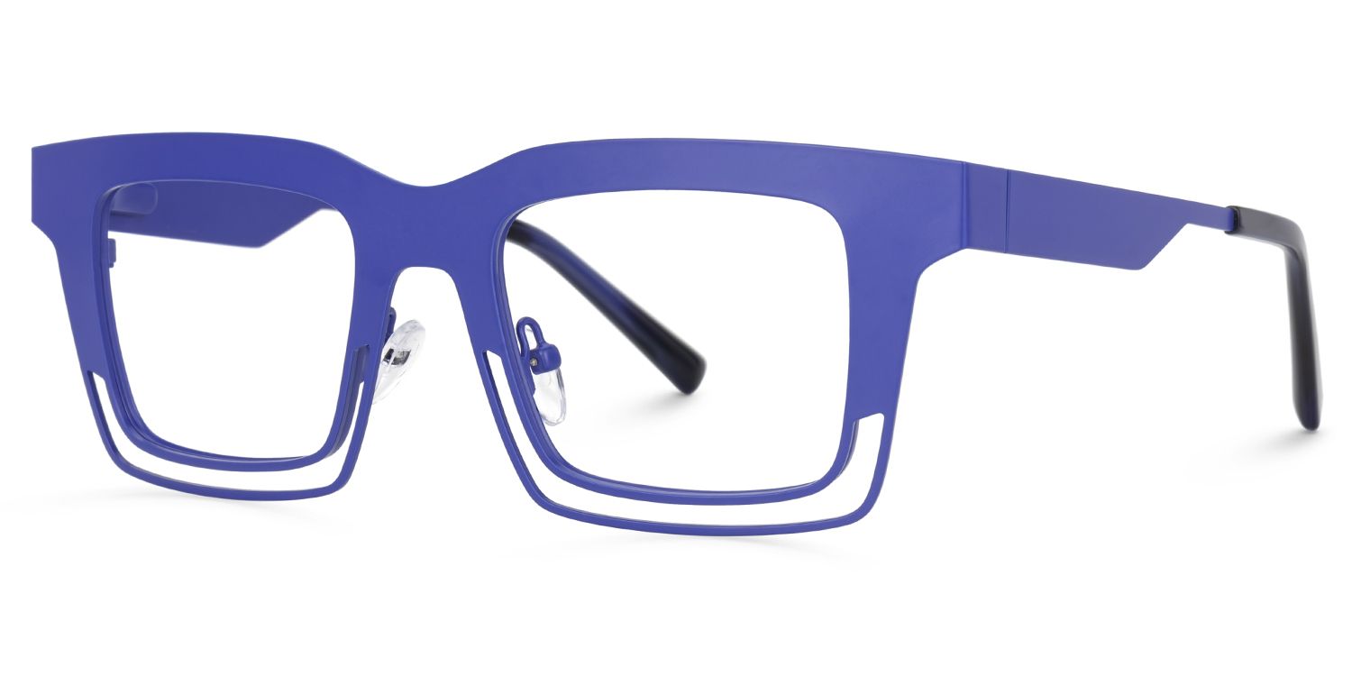 Evan Rectangle Blue Frame Eyeglasses for Males | ZEELOOL UK1