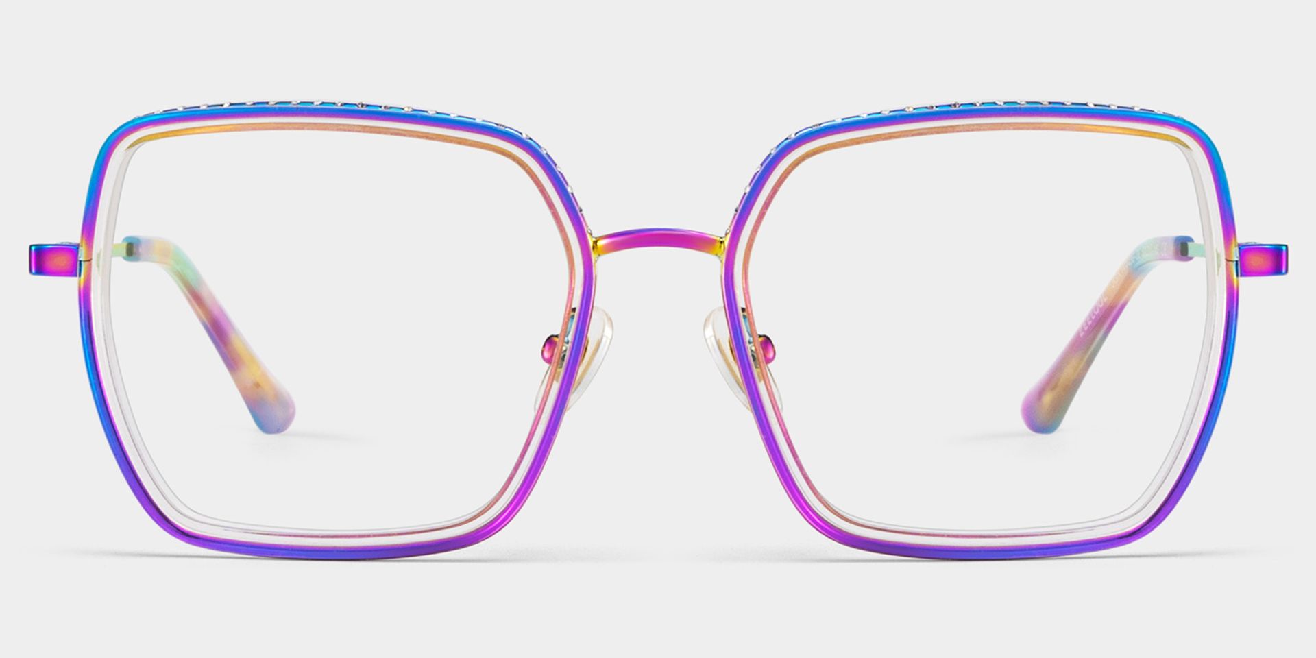 Square Iridescent Eyeglasses- Fiona Mixed Frame Glasses0